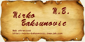 Mirko Bakšunović vizit kartica